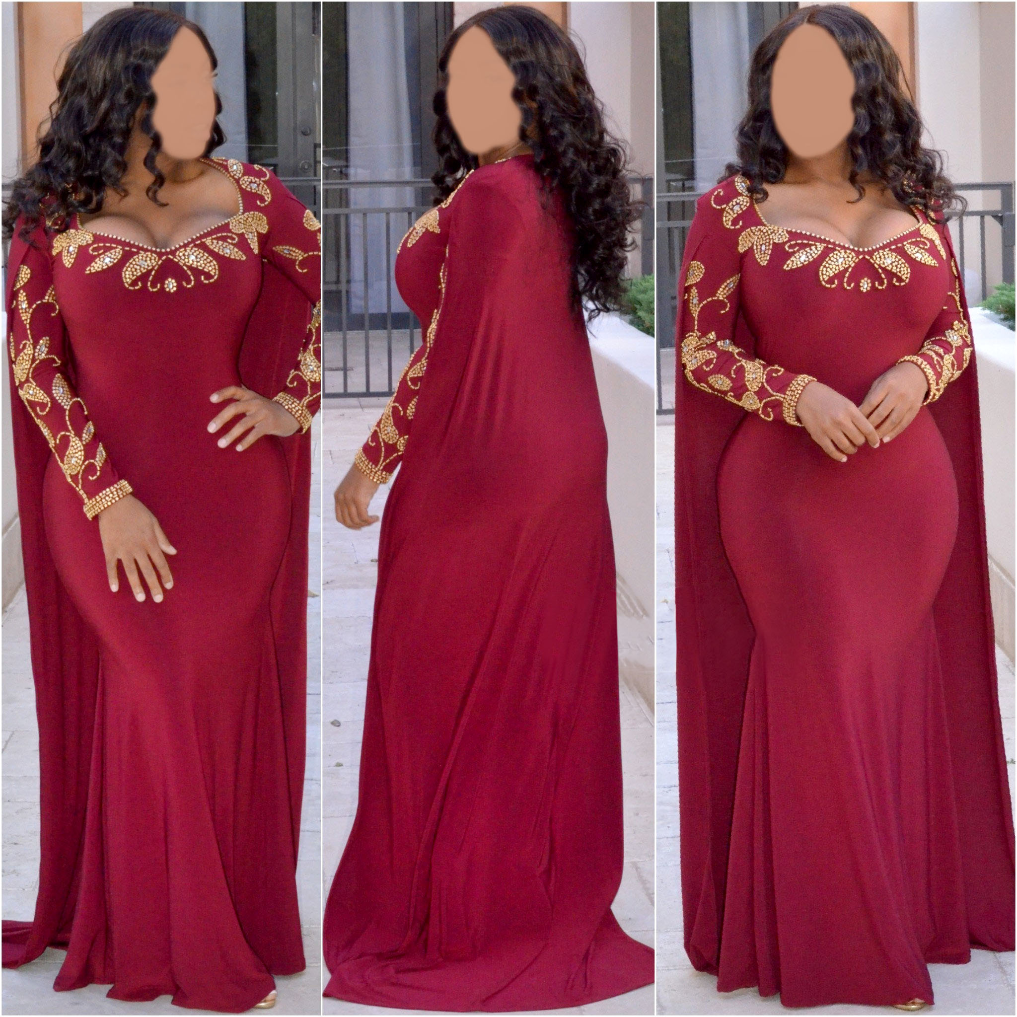 gold cape gown