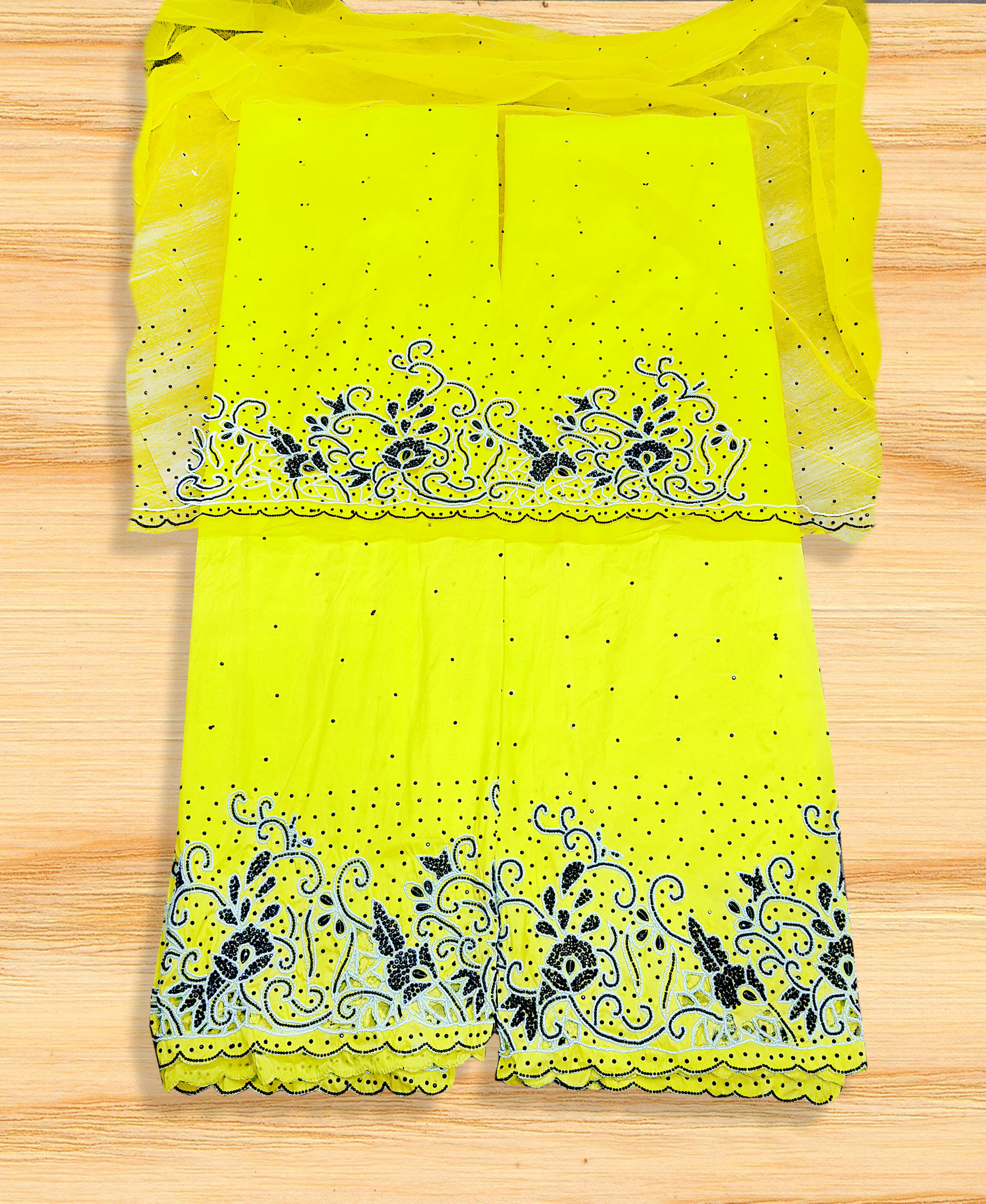 Nigerian Wrapper Heavy Beautiful Beaded Stone Taffeta Silk