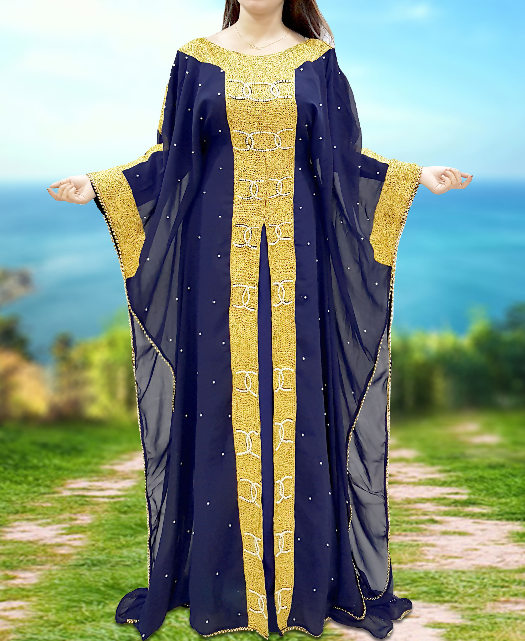 Dubai Kaftan Muslim Abaya Wedding Arabian Dress Plus Size Formal Gown