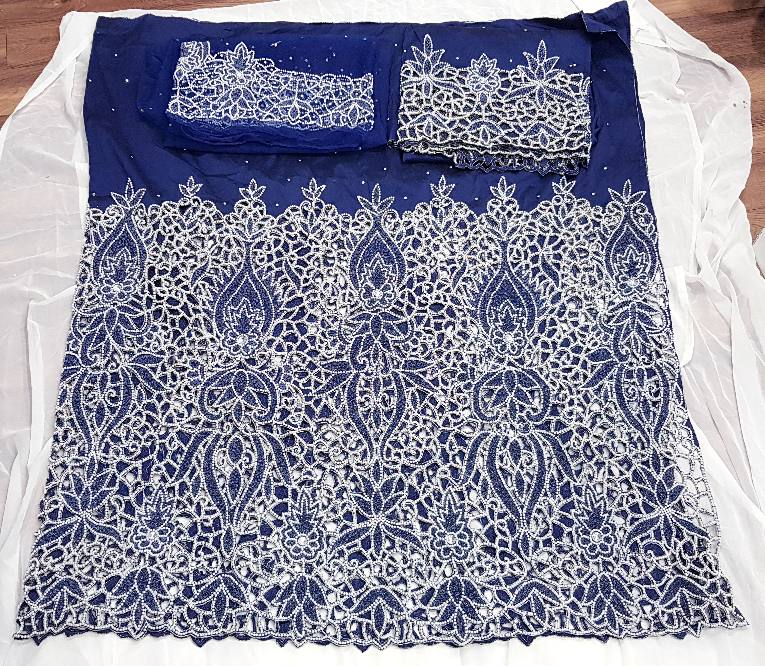 beaded lace material