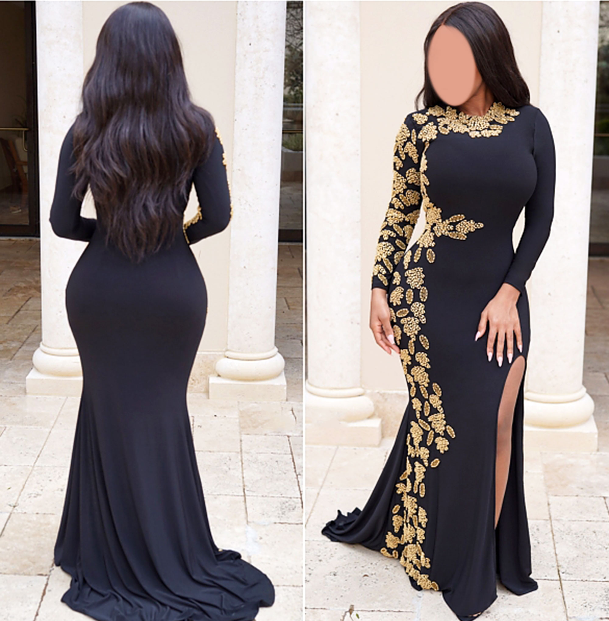 black and gold party attire