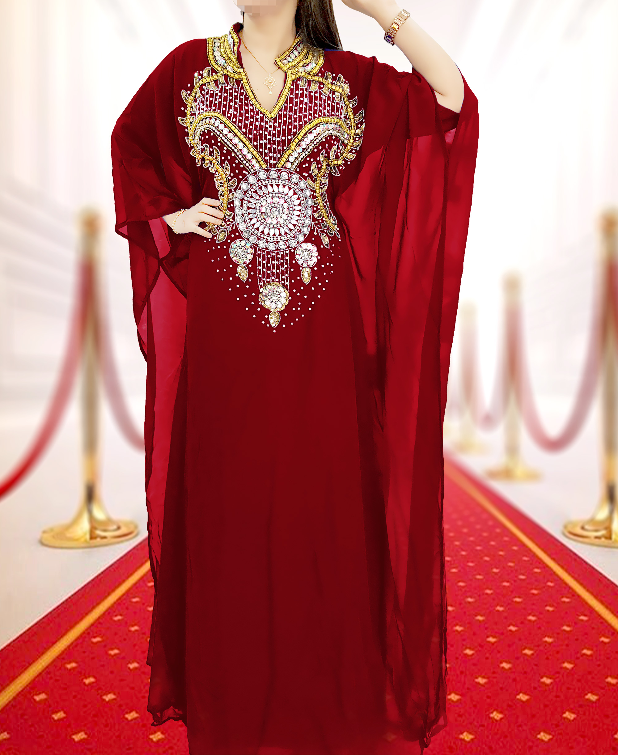 burgundy kaftan