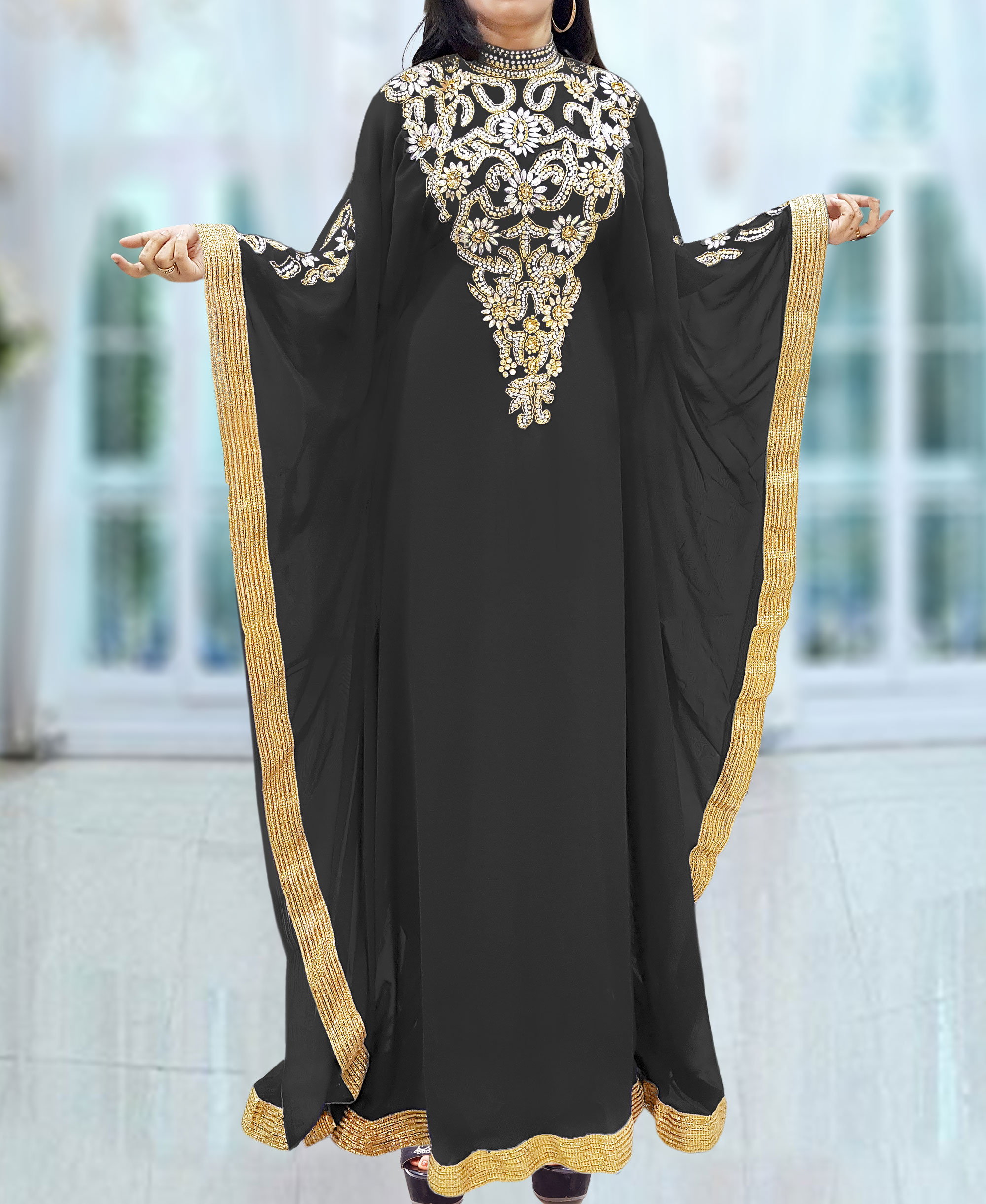 long sleeve caftan maxi dress